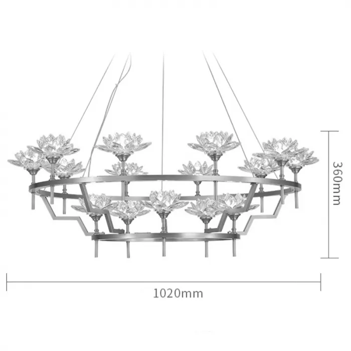 Большая Люстра Хрустальные Цветы Лотоса Lotus flower Clear Glass lamp 15 от ImperiumLoft