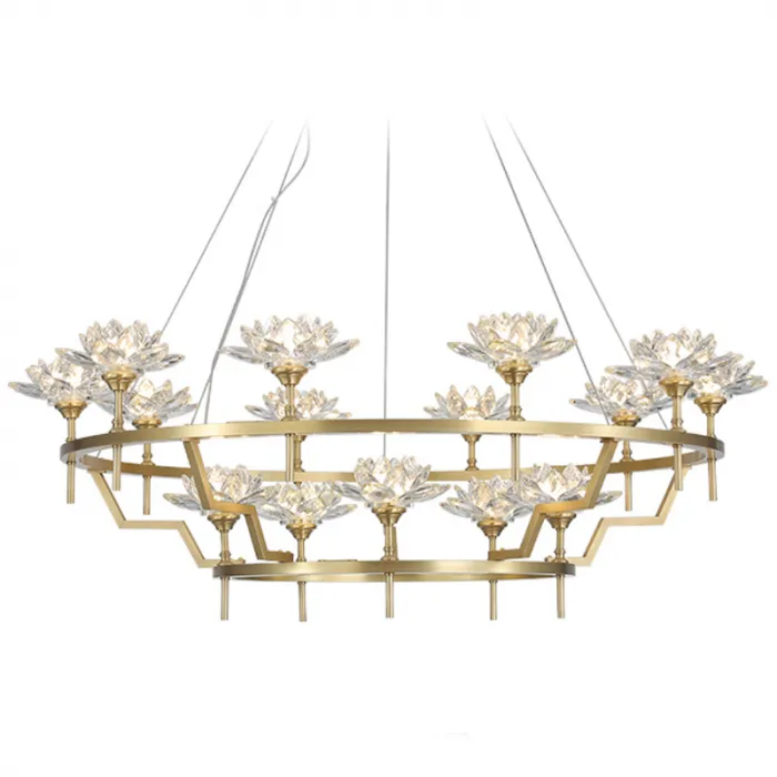 Большая Люстра Хрустальные Цветы Лотоса Lotus flower Clear Glass lamp 15 от ImperiumLoft