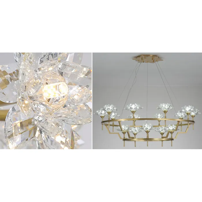 Большая Люстра Хрустальные Цветы Лотоса Lotus flower Clear Glass lamp 15 от ImperiumLoft