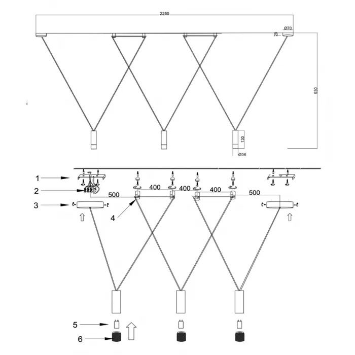 Wireflow LED White Suspension lam 3 патрона от ImperiumLoft