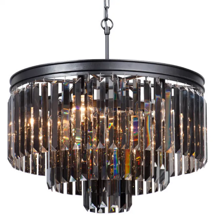 Люстра ODEON Gray glass 3-TIER  Black Серое стекло D 52 от ImperiumLoft
