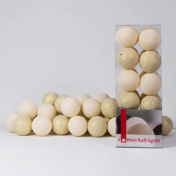 Гирлянда хлопковые фонарики Сotton Ball Shell-Gold от ImperiumLoft