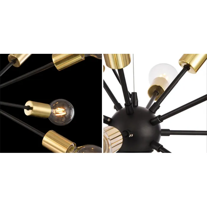 Люстра Sputnik 12 Black and Gold от ImperiumLoft