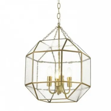 Подвесной светильник Glass & Metal Cage Pendant Gold 4