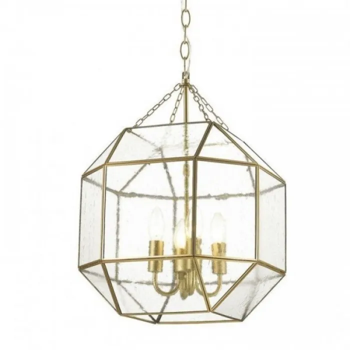 Подвесной светильник Glass & Metal Cage Pendant Gold 4 от ImperiumLoft