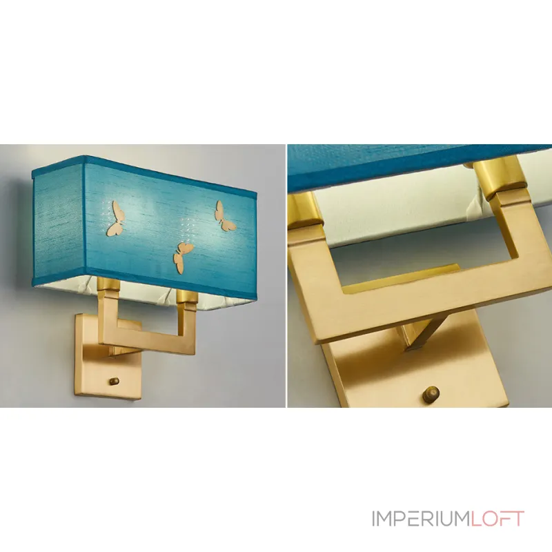 Бра с бабочками Butterflies Blue Background Wall Lamp 2