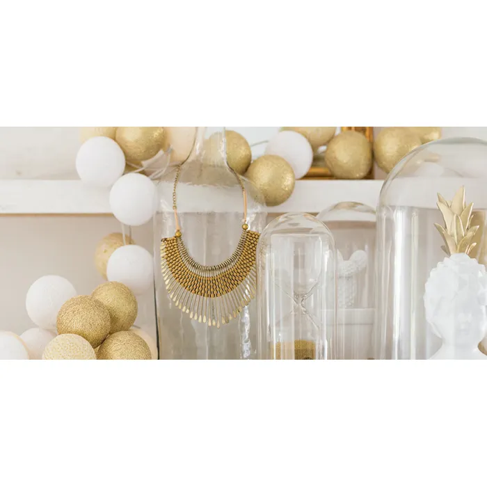 Гирлянда хлопковые фонарики Сotton Ball Shell-Gold от ImperiumLoft