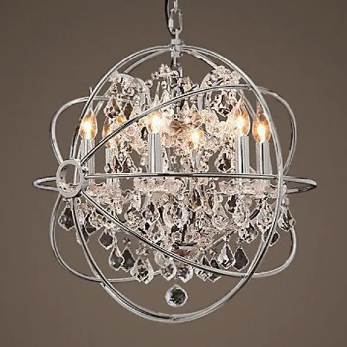 Люстра RH Foucault's Orb Crystal Chandelier Polished Nickel Small от ImperiumLoft