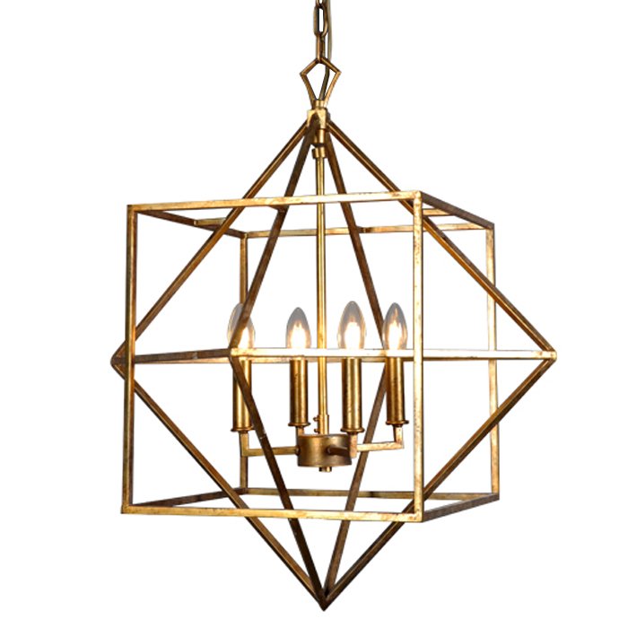 Подвесной светильник CUBIST Chandelier Gold 4 bulbs от ImperiumLoft