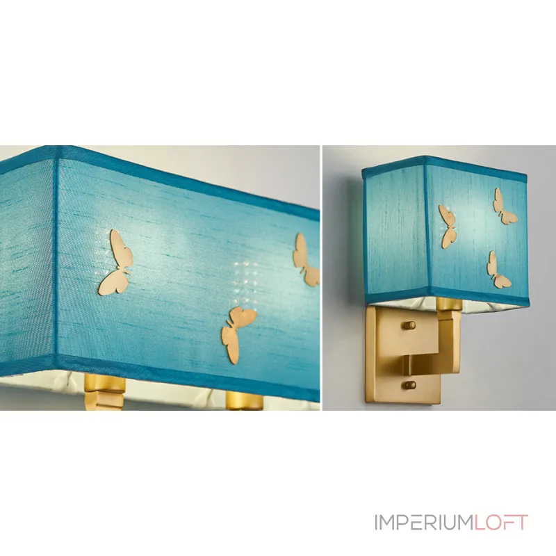 Бра с бабочками Butterflies Blue Background Wall Lamp 1