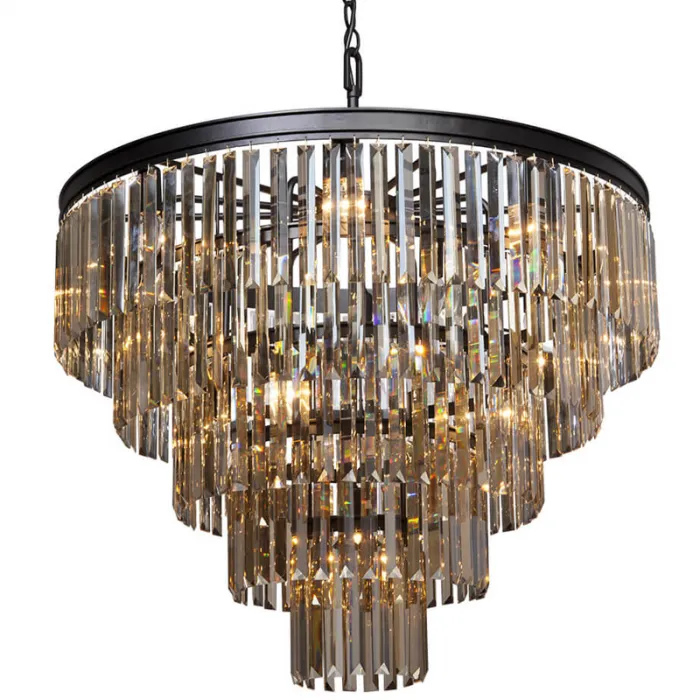 Люстра ODEON Amber GLASS 5-TIER  Black Янтарное стекло D 80 от ImperiumLoft
