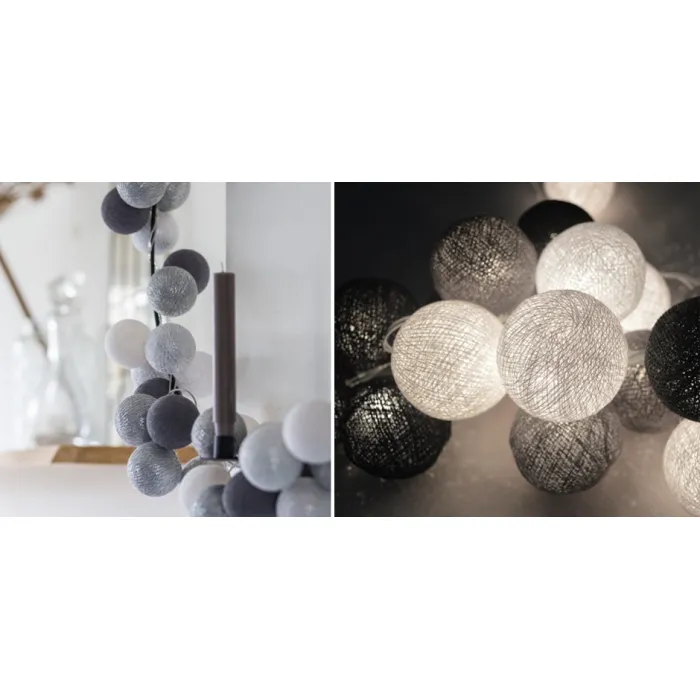 Гирлянда хлопковые фонарики Сotton Ball Silver Mix от ImperiumLoft