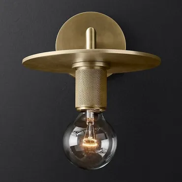 Бра RH Utilitaire Knurled Disk Shade Sconce Brass