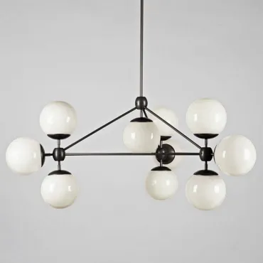 Modo 10 Globes Chandelier Black and White Glass