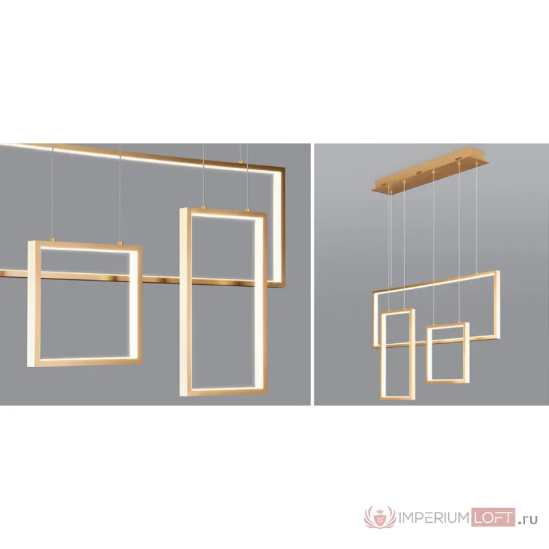 Люстра Rectangle Geometry Chandelier Gold 3 от ImperiumLoft