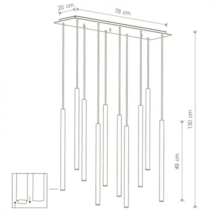 Светильник Trumpet Rectangle Gold 10 плафонов от ImperiumLoft