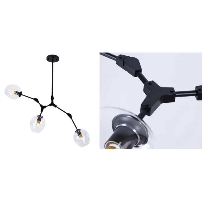 Люстра Сrumpled Glass Bubble Chandelier Black 3 плафона   от ImperiumLoft