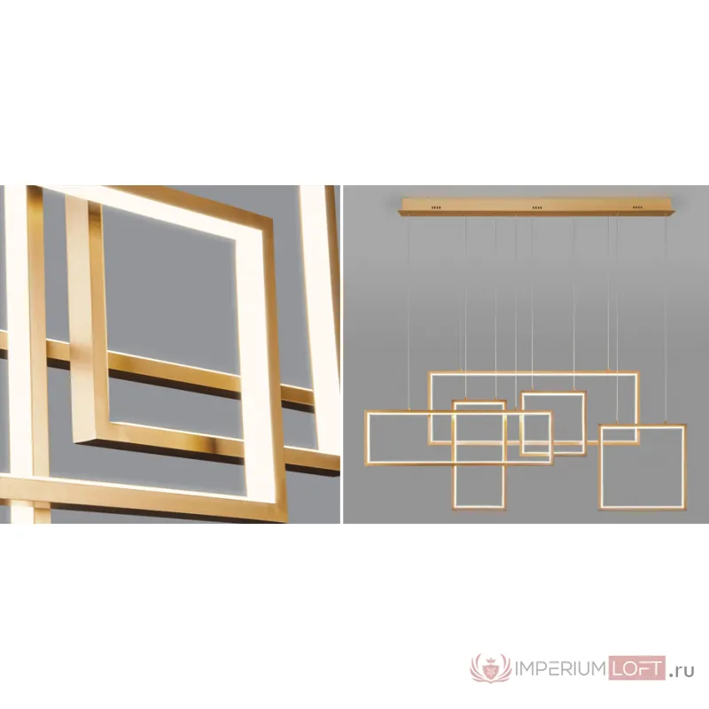 Люстра Rectangle Geometry Chandelier Gold 5 от ImperiumLoft