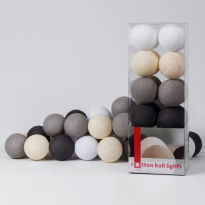 Гирлянда хлопковые фонарики Сotton Ball Taupe от ImperiumLoft