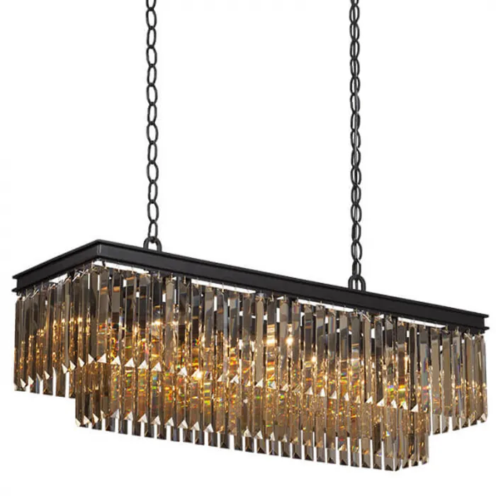 Люстра Odeon Amber Glass Rectangular Chandelier Black iron Янтарное стекло длина 100 от ImperiumLoft