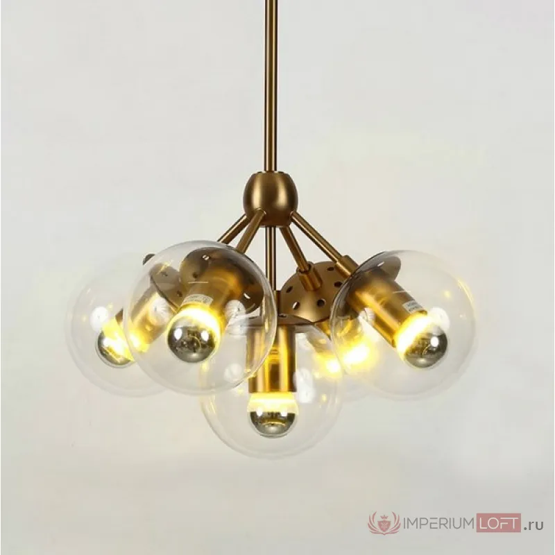 Люстра Modo 5 Brass color & clear glass от ImperiumLoft
