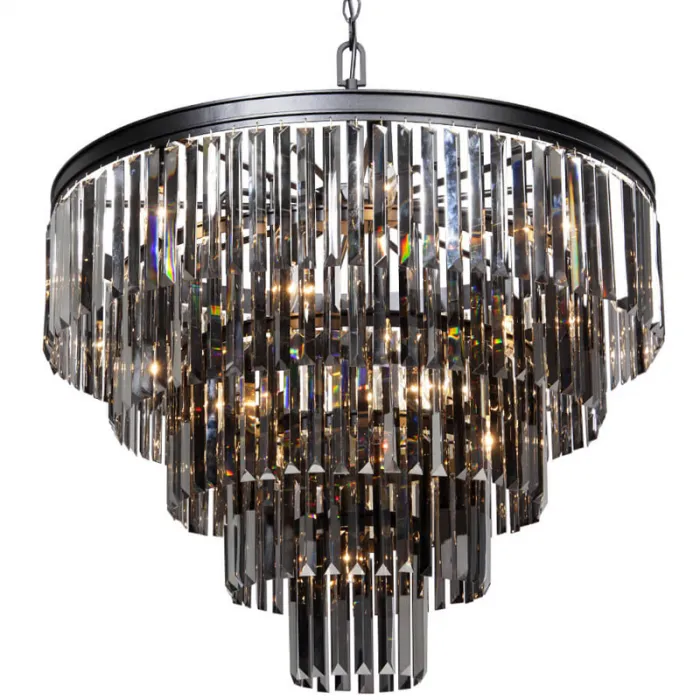 Люстра ODEON Gray glass 5-TIER  Black Серое стекло D 80 от ImperiumLoft