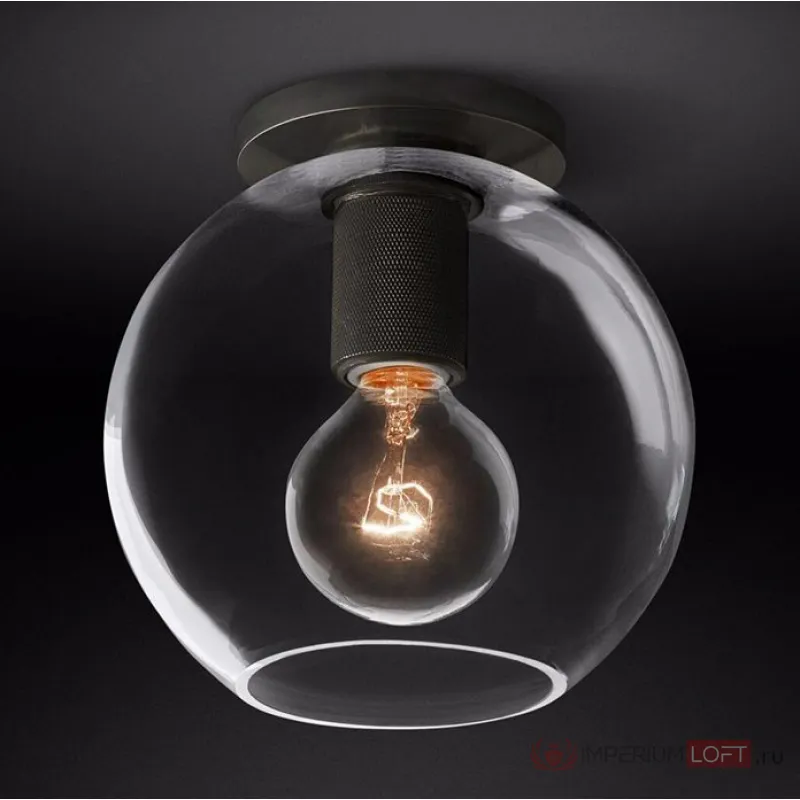 Потолочный светильник RH Utilitaire Globe  Shade Flushmount Black от ImperiumLoft