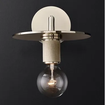 Бра RH Utilitaire Knurled Disk Shade Sconce Silver
