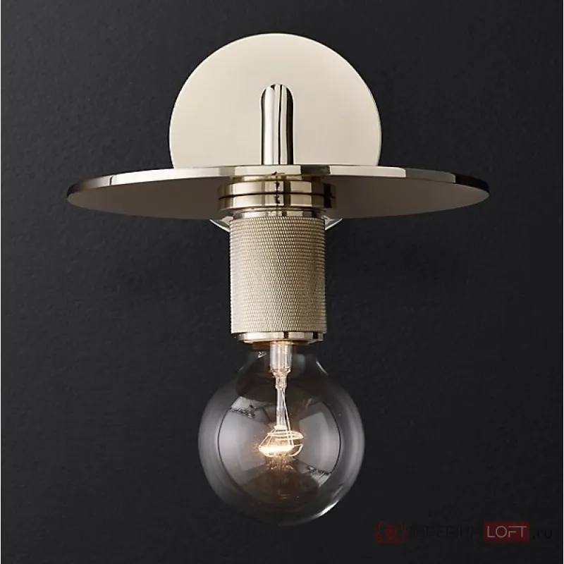 Бра RH Utilitaire Knurled Disk Shade Sconce Silver от ImperiumLoft