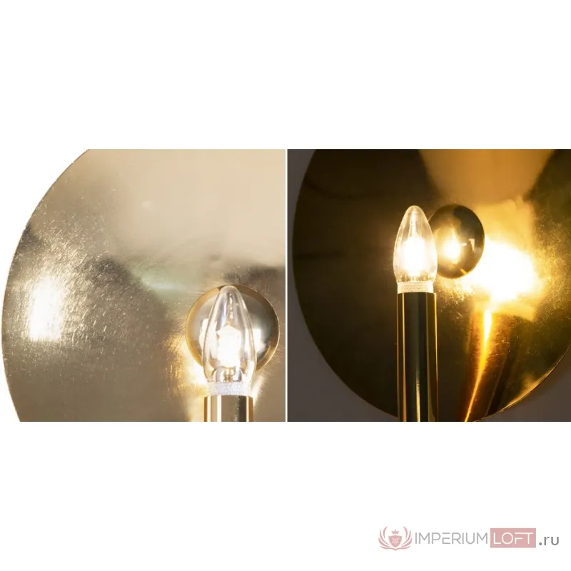 Бра Gold Round Backing Exposed Bulb Sconce от ImperiumLoft