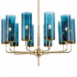 Люстра Agne Brass & Blue Glass Tube Chandelier 10 от ImperiumLoft