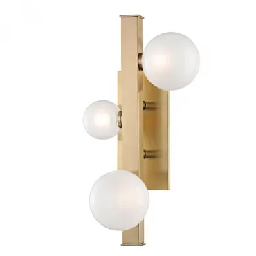 Бра Hudson Valley 8703-AGB Mini Hinsdale 3 Light Wall Sconce In Aged Brass