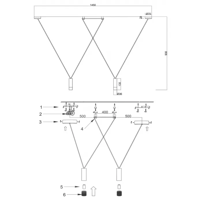 Wireflow LED White Suspension lam 2 патрона от ImperiumLoft