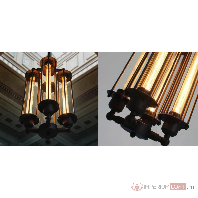 Подвесной светильник Loft Industrial Edison Cage Vertical Quatro от ImperiumLoft