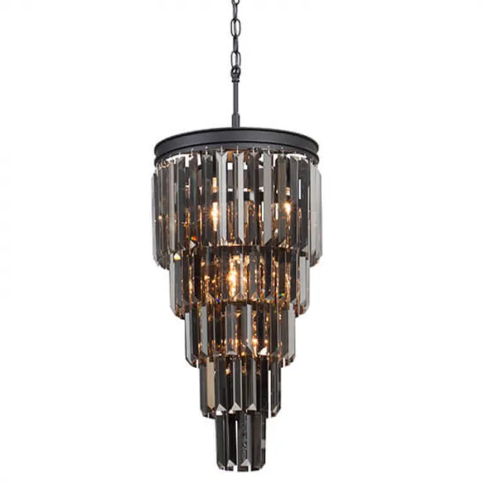Люстра ODEON Gray glass 5-TIER  Black Серое стекло D 33 от ImperiumLoft