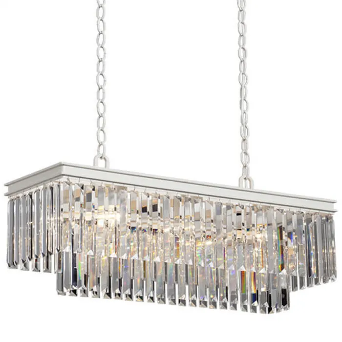 Люстра RH 1920s Odeon Clear Glass Rectangular Chandelier  White iron Длина 80 от ImperiumLoft