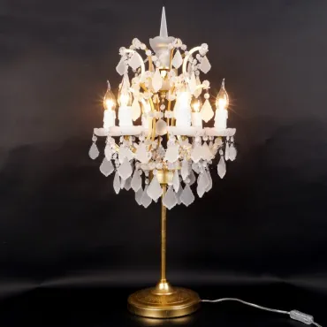 Настольная лампа 19TH C. ROCOCO IRON & White Matt CRYSTAL Table Lamp