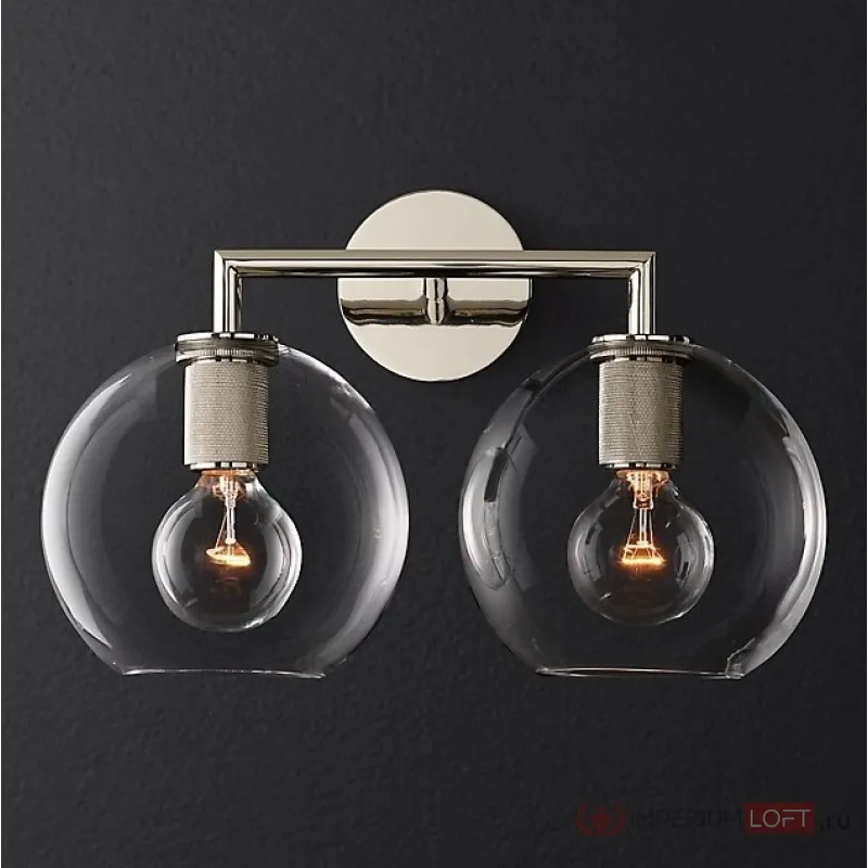 Бра RH Utilitaire Globe Shade Double Sconce Silver от ImperiumLoft