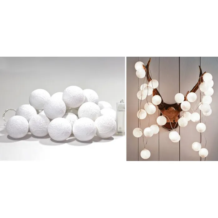 Гирлянда хлопковые фонарики Сotton Ball White от ImperiumLoft