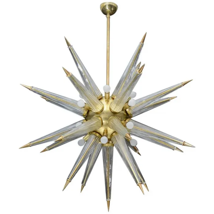 Люстра Brass Sputnik Chandelier with Murano Glass Spikes от ImperiumLoft