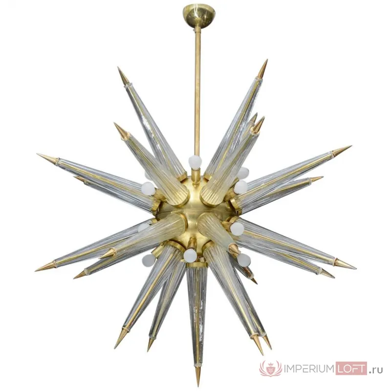 Люстра Brass Sputnik Chandelier with Murano Glass Spikes от ImperiumLoft