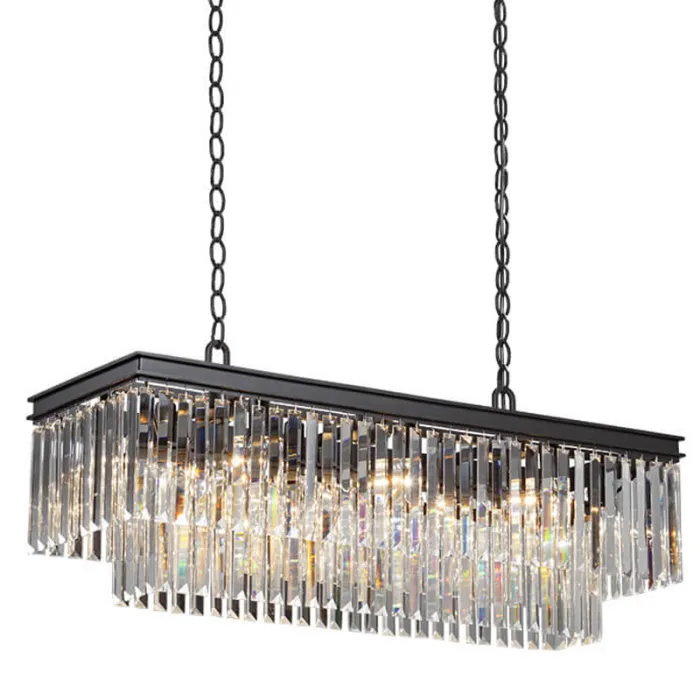 Люстра RH 1920s Odeon Clear Glass Rectangular Chandelier Black iron 100 от ImperiumLoft