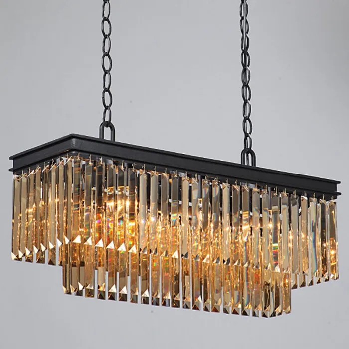 Люстра  Odeon Amber GLASS Rectangular Chandelier Black iron Янтарное стекло 80 от ImperiumLoft
