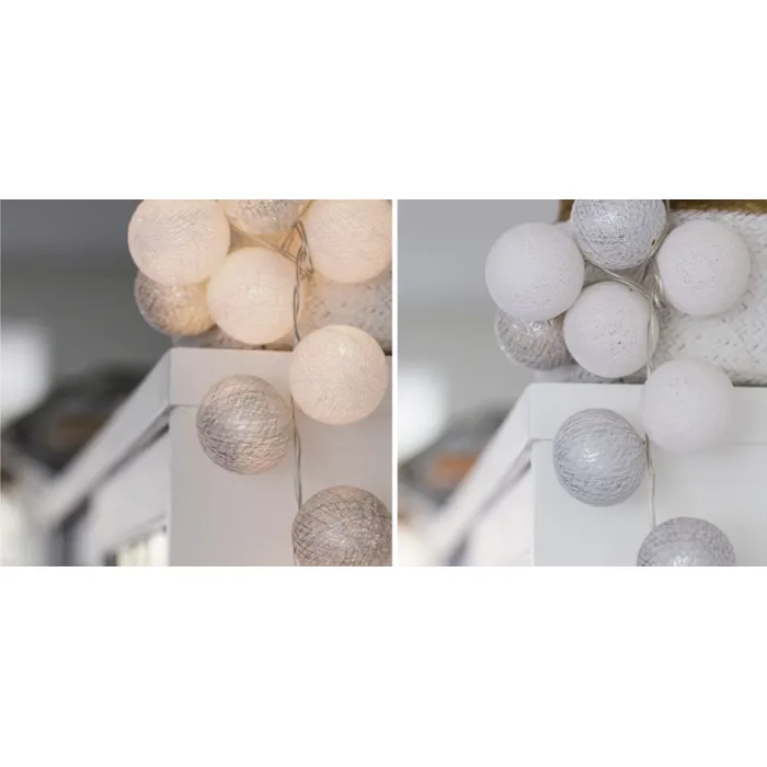 Гирлянда хлопковые фонарики Сotton Ball White-Silver от ImperiumLoft