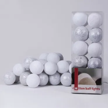 Гирлянда хлопковые фонарики Сotton Ball White-Silver от ImperiumLoft
