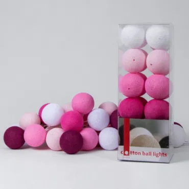 Гирлянда хлопковые фонарики Сotton Ball Pink от ImperiumLoft