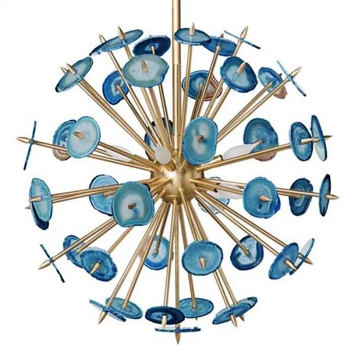  Люстра  Agate Burst Chandelier BLUE с синими агатами от ImperiumLoft