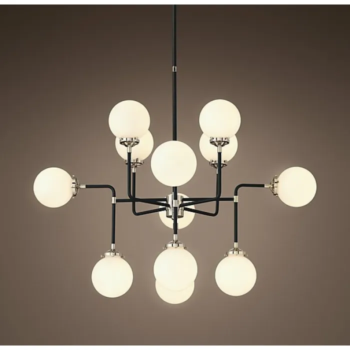 Люстра BISTRO GLOBE MILK  GLASS SILVER CHANDELIER 12 от ImperiumLoft