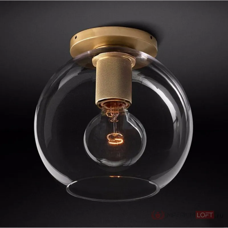 Потолочный светильник RH Utilitaire Globe Shade Flushmount Brass от ImperiumLoft