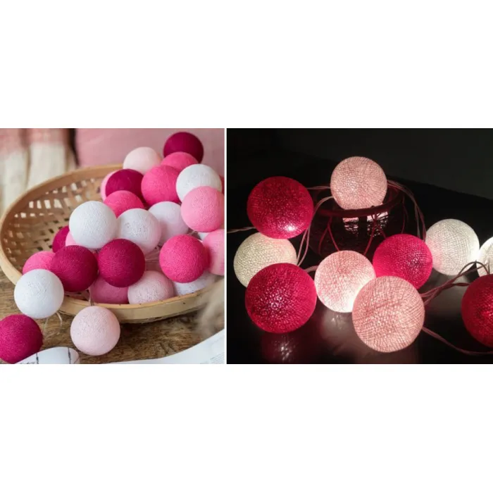 Гирлянда хлопковые фонарики Сotton Ball Pink от ImperiumLoft